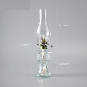 Lampe à pétrole vintage verre transparent - dimensions