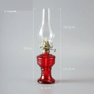 Lampe à pétrole vintage verre rouge - dimensions
