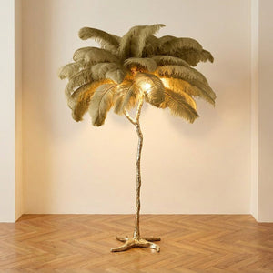 Lampadaire plumes d'autruche - coloris beige