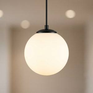Suspension boule de verre, finition noire