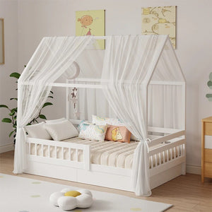 Ciel de lit enfant en mousseline blanche
