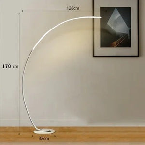 Lampadaire LED arc dimensions 170 cm hauteur 120 cm portée arc 32 cm base
