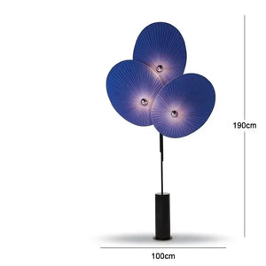 Lampadaire LED abat-jour fleur coloris Bleu