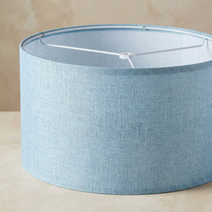 Abat-jour tambour en lin bleu clair pour lampe de table