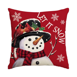 Housse de coussin de Noël motif Bonhomme de neige