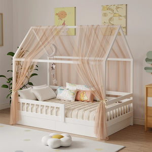 Ciel de lit enfant en mousseline camel