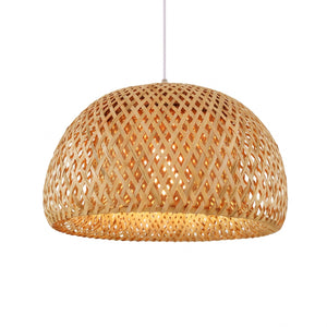 Suspension bambou modèle Dôme hémisphère 28,5cm × 16cm fond blanc