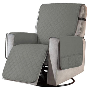 Housse de fauteuil inclinable matelassée gris clair réversible