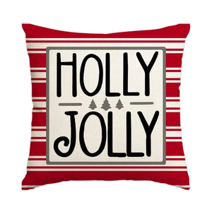 Housse de coussin de Noël motif Holly Jolly