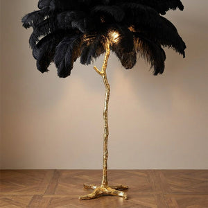 Lampadaire plumes d'autruche - coloris noir