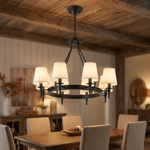 Lustre fer forgé noir 8 lumières