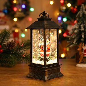 Lanterne Noël LED Père Noël étoilé glitter scintillant