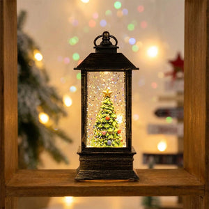 Lanterne Noël LED sapin festif glitter coloré lumineux