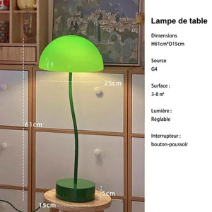 Lampe de table champignon verte - dimensions H61cm
