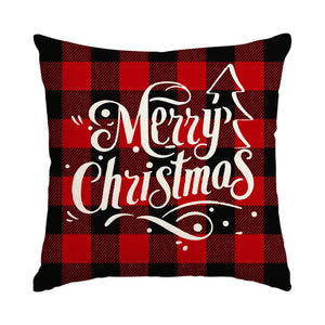 Housse de coussin de Noël motif Tartan noir et rouge