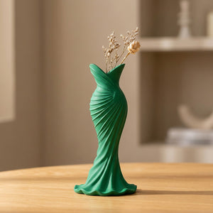 Vase en forme de robe imprimé en 3D coloris vert foncé
