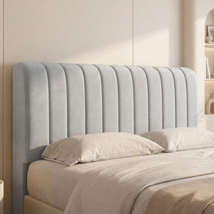 Housse de tête de lit cannelée en velours couleur grise