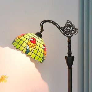Abat-jour vitrail du lampadaire style Tiffany motif vert vif fleuri