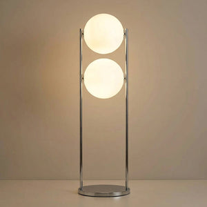 Lampadaire globe sur socle – 2 boules blanc 80 cm