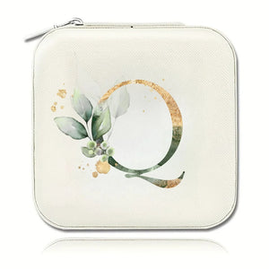 Boîte à bijoux initiale Q motif floral