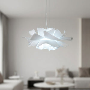 Suspension fleur acrylique blanc avec éclairage blanc