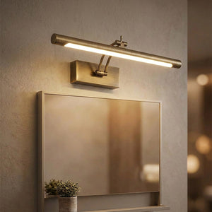 Applique murale miroir LED bronze orientable au-dessus d'un miroir