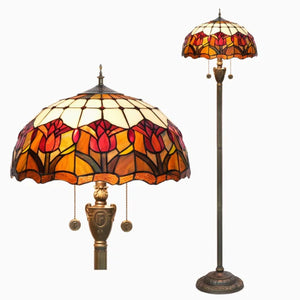 Lampadaire style Tiffany motif Tulipes