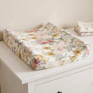 Housse de matelas à langer motif fleurs champêtres vintage