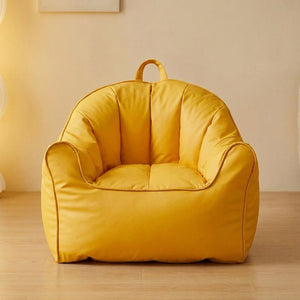 Pouf fauteuil enfant coloris jaune moutarde vue de face