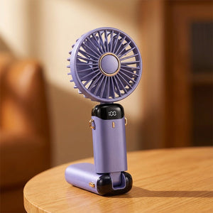 Mini ventilateur portable violet gros plan