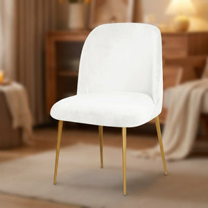 Housse de chaise en velours blanc vue de face
