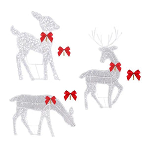 Famille de 3 rennes lumineux de Noël en métal LED