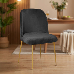 Housse de chaise en velours noir vue de face