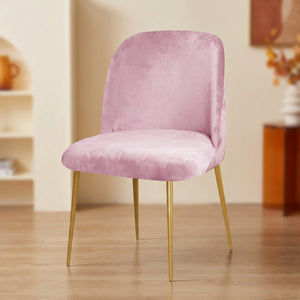 Housse de chaise en velours rose vue de face