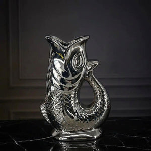 Vase koi céramique coloris Argenté
