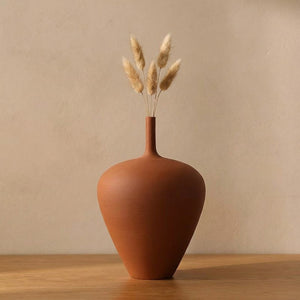 Vase céramique terracotta 24 cm avec herbes de pampas séchées