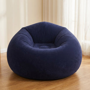 Pouf gonflable fauteuil rond coloris bleu foncé