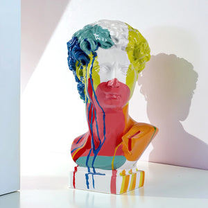 Buste de David Multicolore drip paint résine