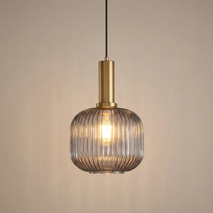 Suspension en verre gris texturé modèle Boule