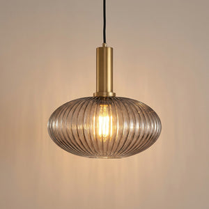 Suspension en verre gris texturé modèle Soucoupe