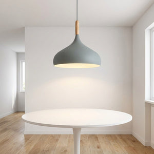 Suspension nordique coloris Gris abat-jour oignon bois