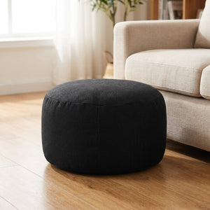 Pouf tabouret rond en lin coloris noir