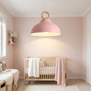 Suspension nordique coloris Rose abat-jour oignon bois