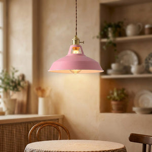 Suspension rétro industrielle coloris Rose câble tressé