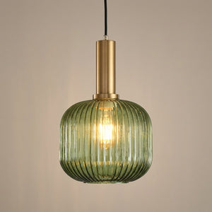 Suspension en verre vert texturé modèle Boule