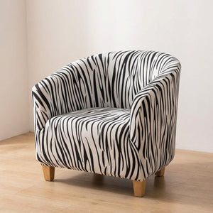 Fauteuil club housse motif zébré noir et blanc