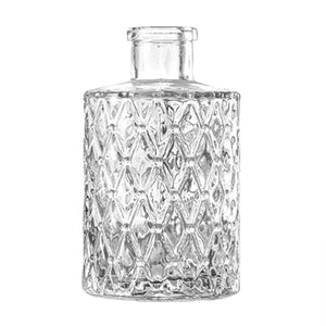 Vase en verre vintage transparent modèle Losanges au motif de petits losanges