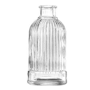 Vase en verre vintage transparent modèle Lignes carré à lignes verticales