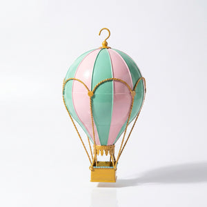Ballon à air chaud Rose et Jade en métal forgé – rose et vert menthe 15cm × 25cm