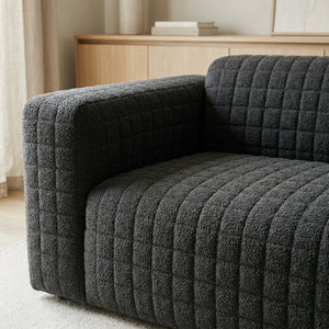 Housse de canapé bouclé coloris gris foncé
